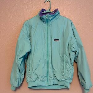 Light Blue Jacket with Purple Collar